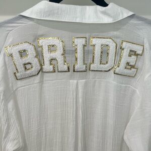 White Bride Swim Cover Up with Gold Accents